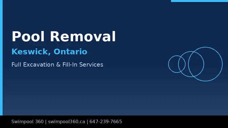 Pool removal in Keswick Ontario showing excavation of inground pool with equipment on residential property