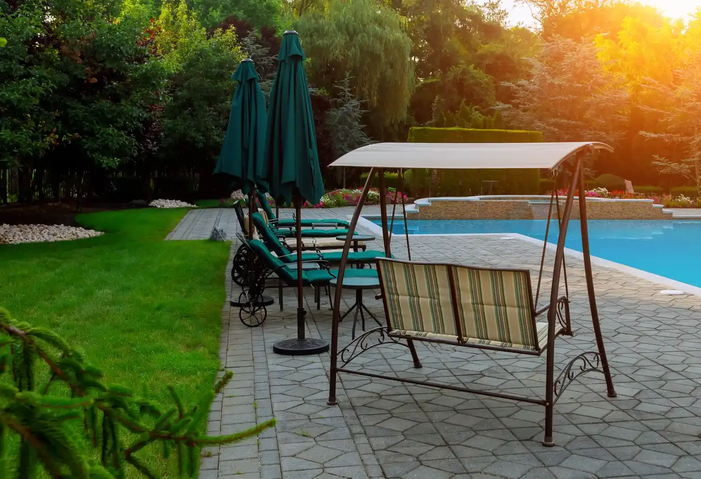 Fiberglass pool maintenance in GTA backyard - clean gel-coat surface and clear water